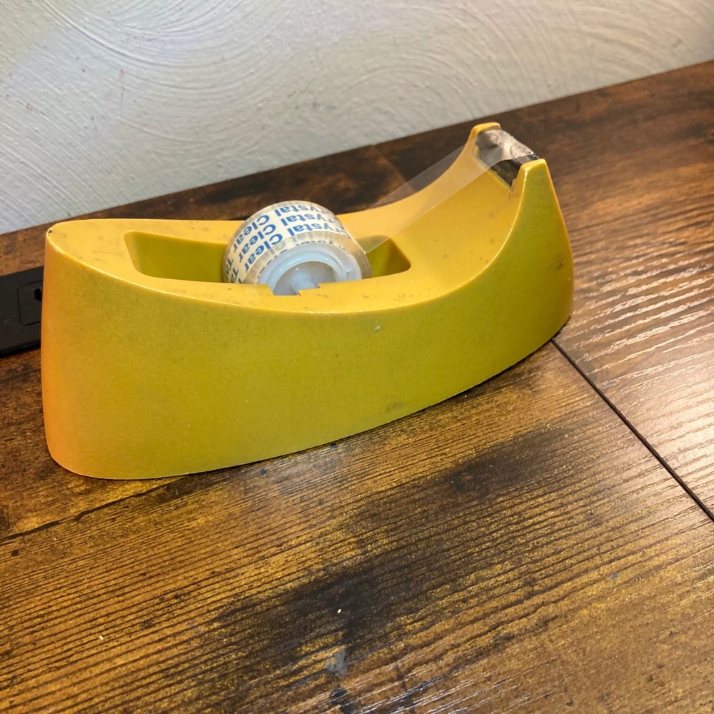 Scotch 3M C-15 Decor Tape Dispenser Mustard Yellow Mid Century Modern 70s Vtg
